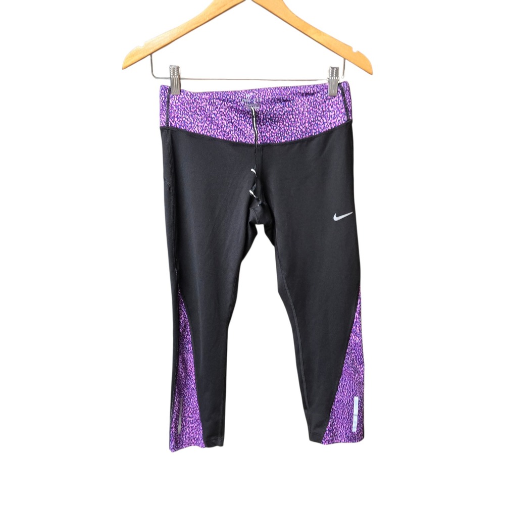 💜Nike Dri-fit‎ Leggings Black & Purple Size Medium